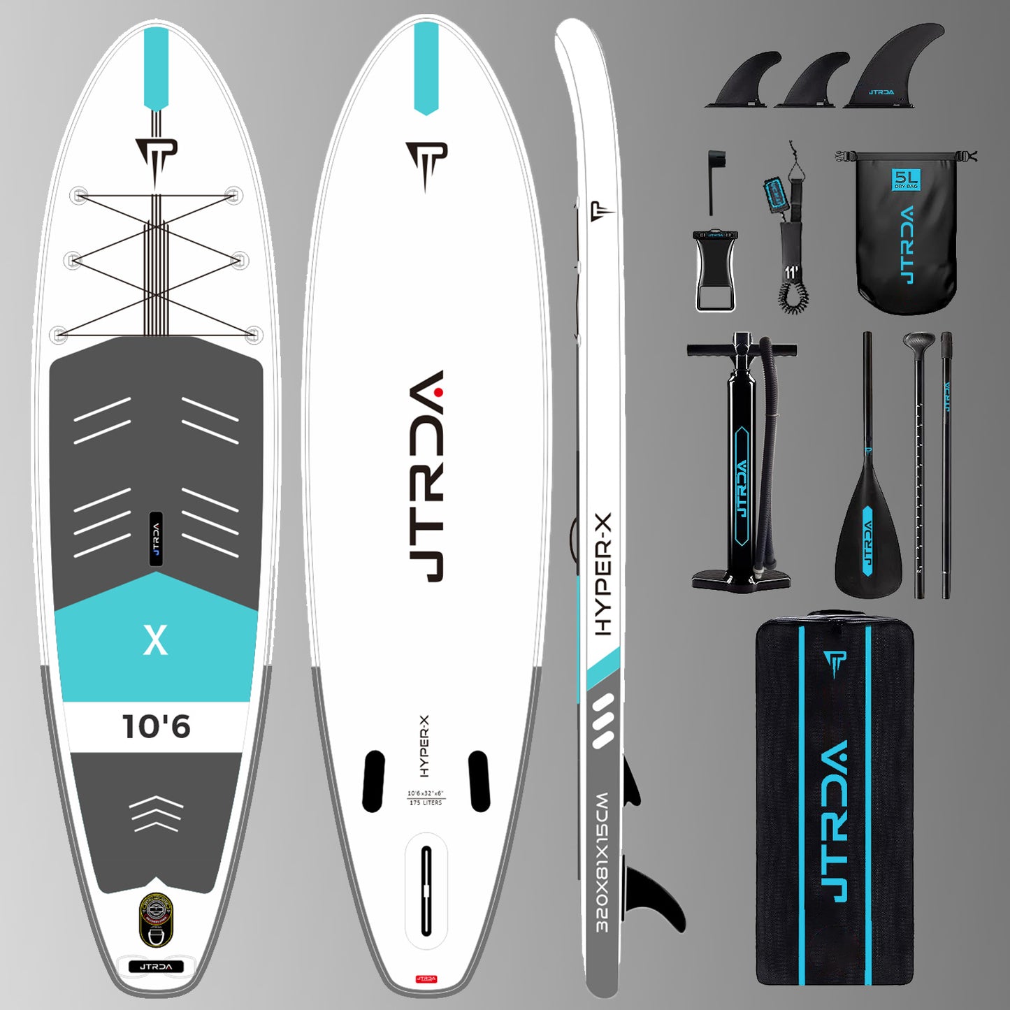 JTRDA Hyper-X 10‘6“x32"x6" Inflatable SUP Set